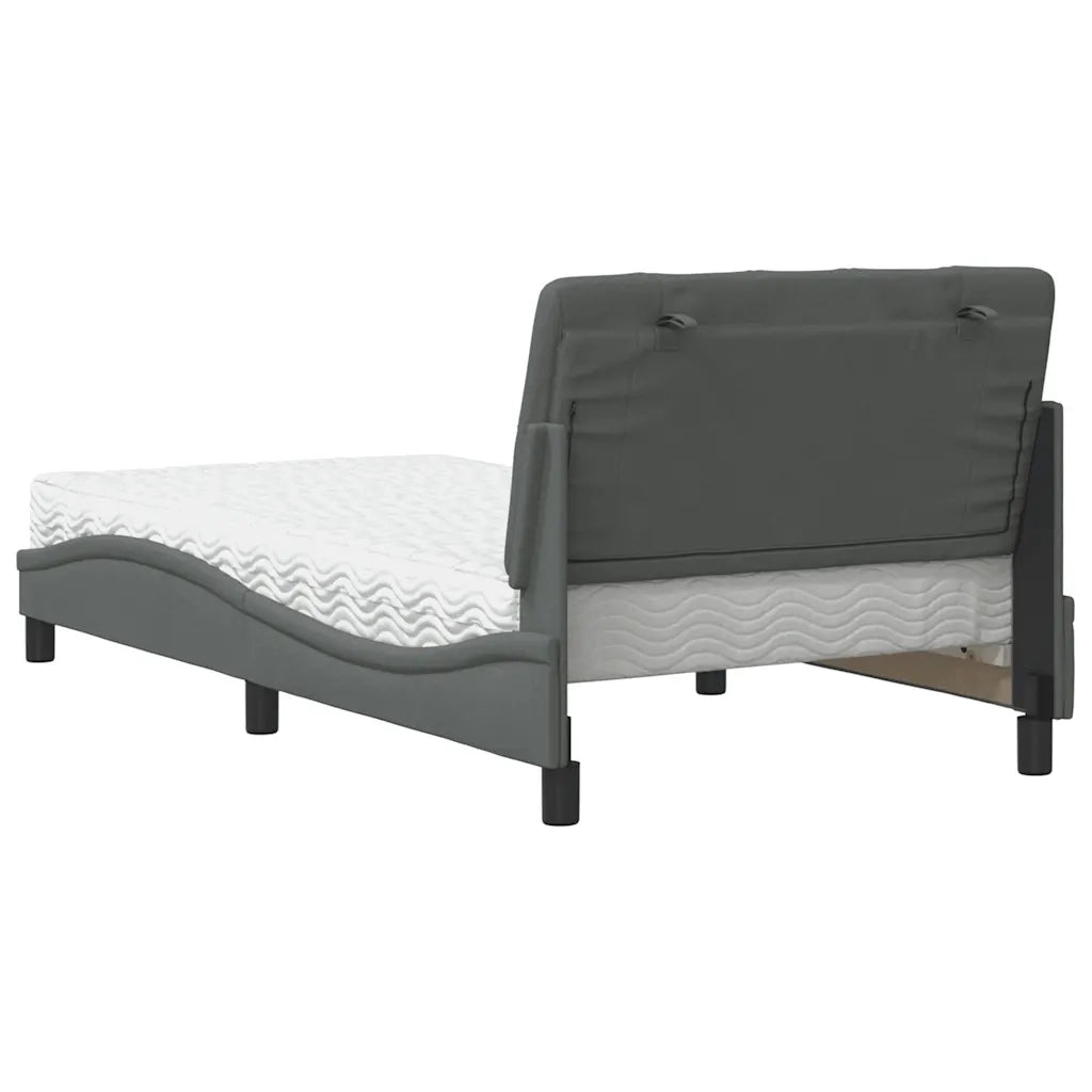 Letto con Materasso Grigio Scuro 100x200 cm in Tessuto