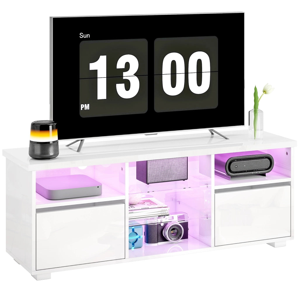 Mobile TV LED con ripiani in vetro ¨C zephmum ¨C bianco 120x30x