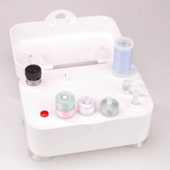 Opwinder elettrico - 5VDC o 2 pile AA - Blocco di arresto - Configurazioni di fissaggio della bobina - Spazio di archiviazione integrato