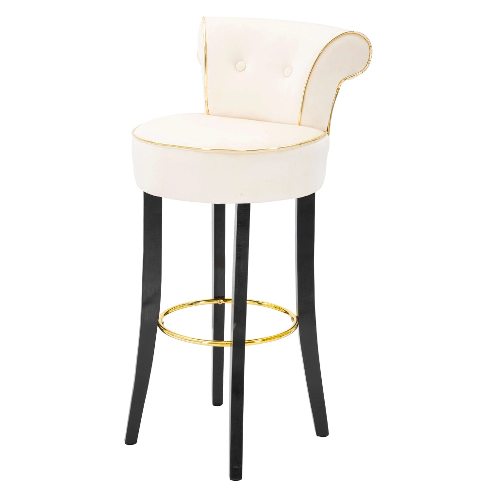 Tupiza, Sgabello Rivestimento in Velluto, 46x48x96h cm Bianco Crema