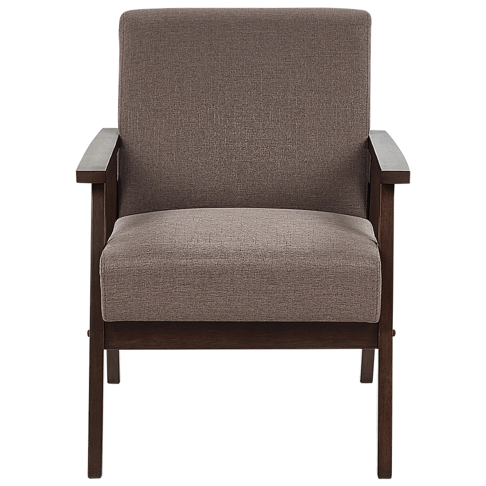 Poltrona Marrone Poliestere Tappezzeria Design Retrò Struttura In Legno Soggiorno