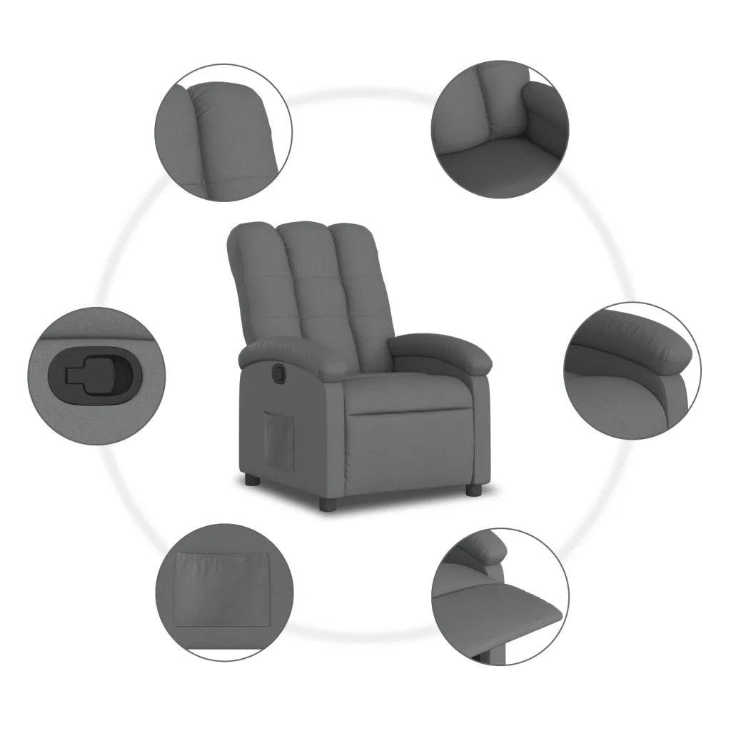 Divano Sedia-Poltrona reclinabile in tessuto grigio scuro 401502