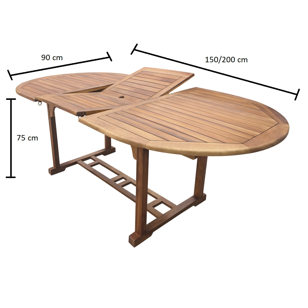 Tavolo in Legno di Acacia – Allungabile 150/200 x 90 x H75 cm
