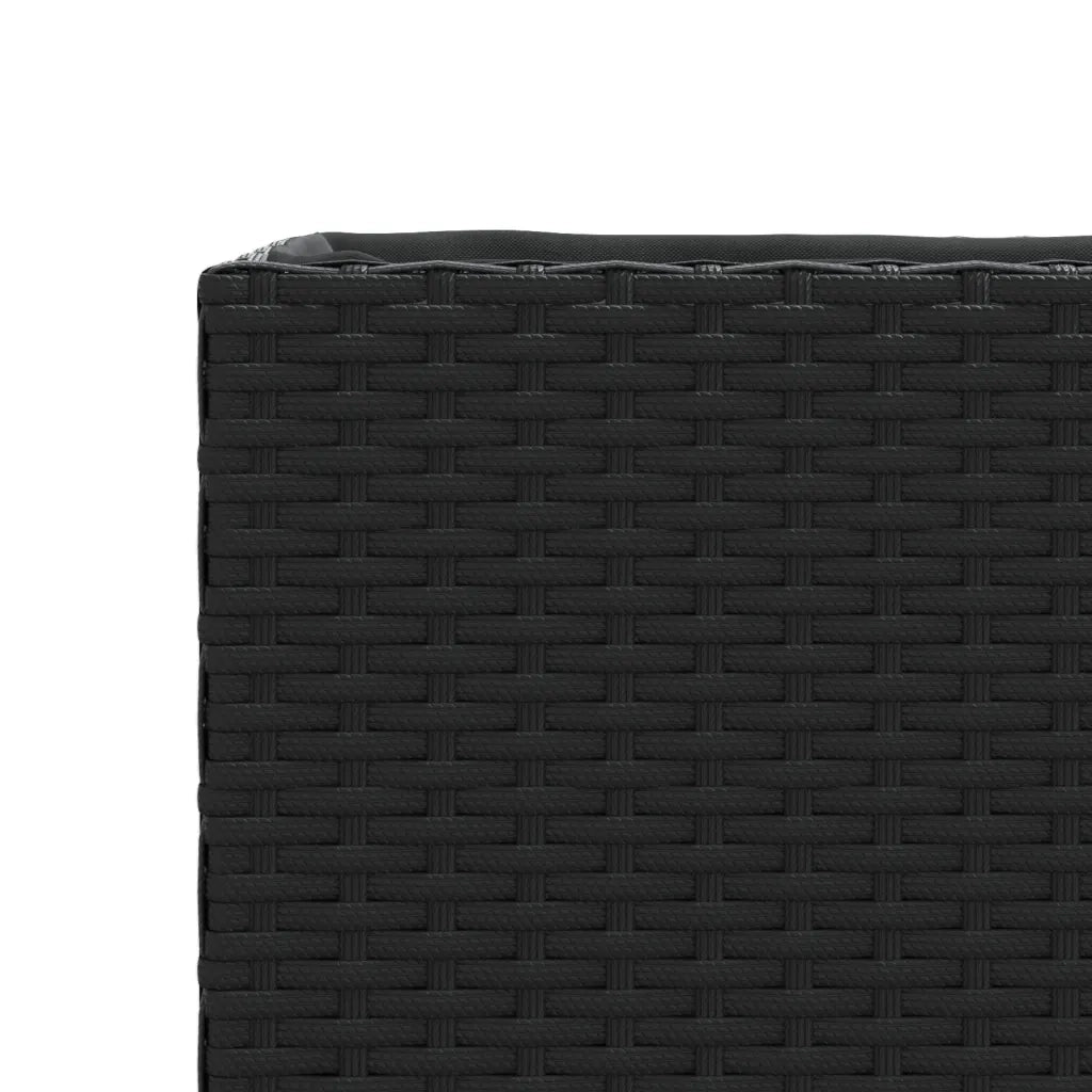 Fioriera con 2 vasi da esterno 90 x 20 x 40 cm design moderno in resina intrecciata nera 02_0047447