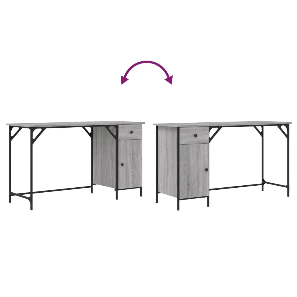 Scrivania tavolo postazione di lavoro mobile per computer studio per computer Sonoma 131 x 48 x 75 cm legno ingegnerizzato grigio 02_0023763