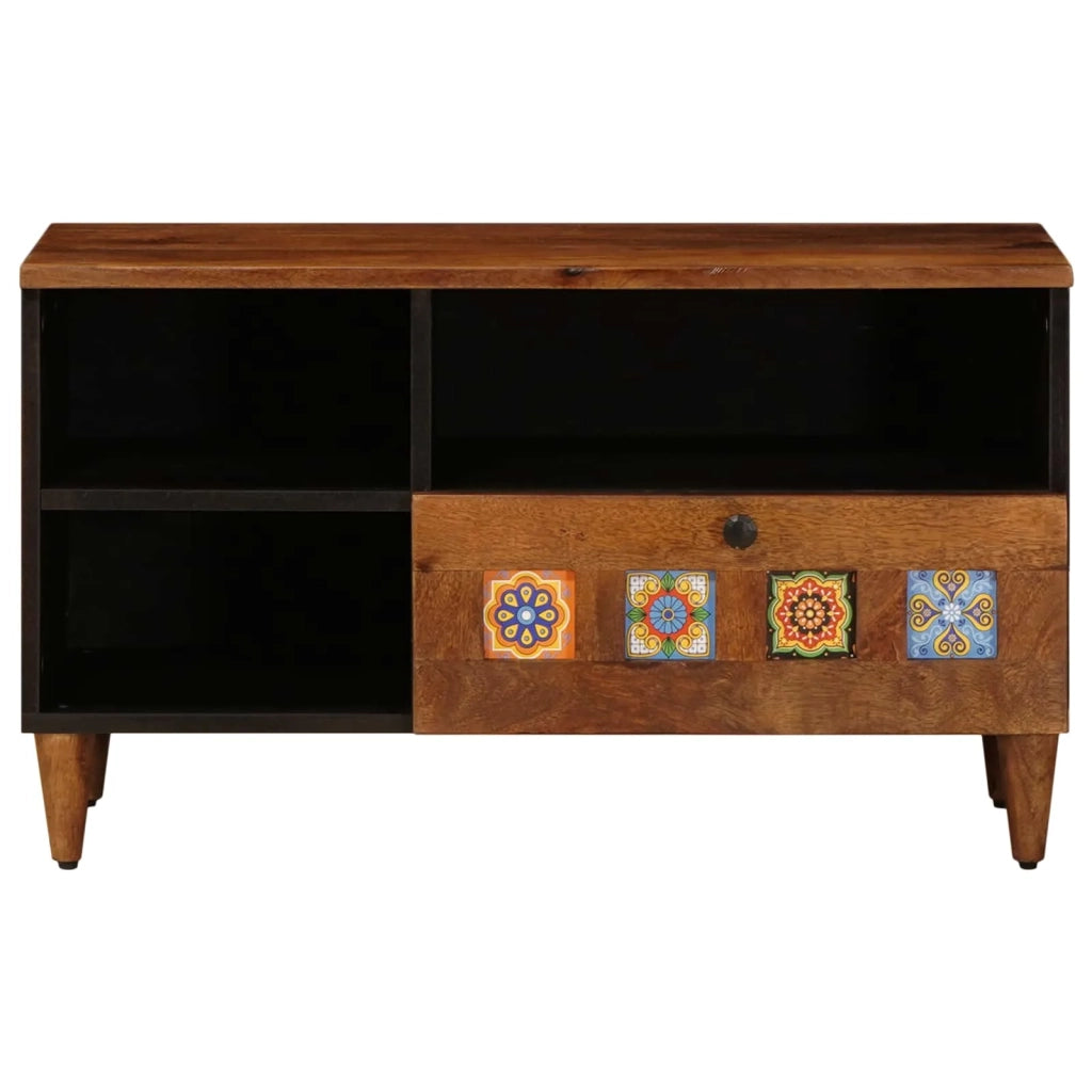 Mobile TV Noce 80 x 33 x 46 cm Legno di mango massello