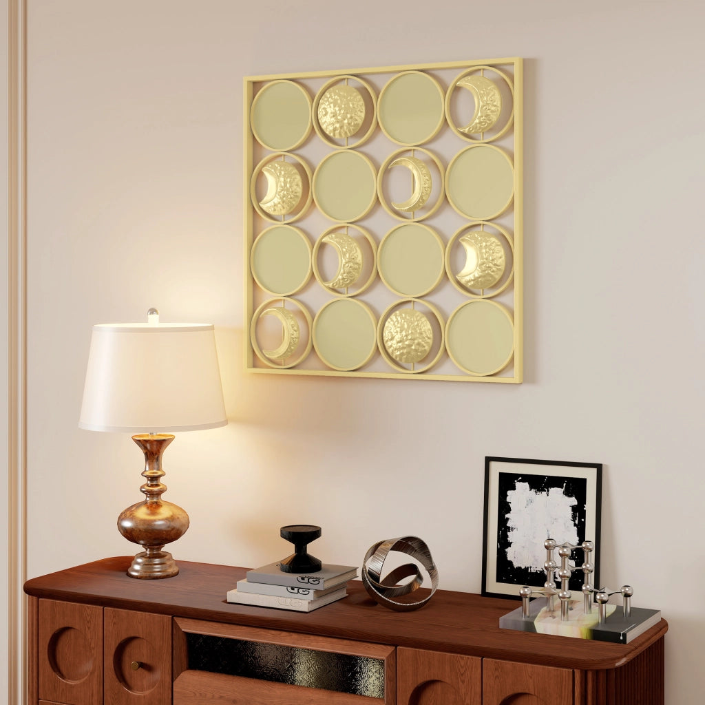 Specchio Lunare Decorativo Parete con 16 Dischi ¨C Zephmum ¨C Dorato