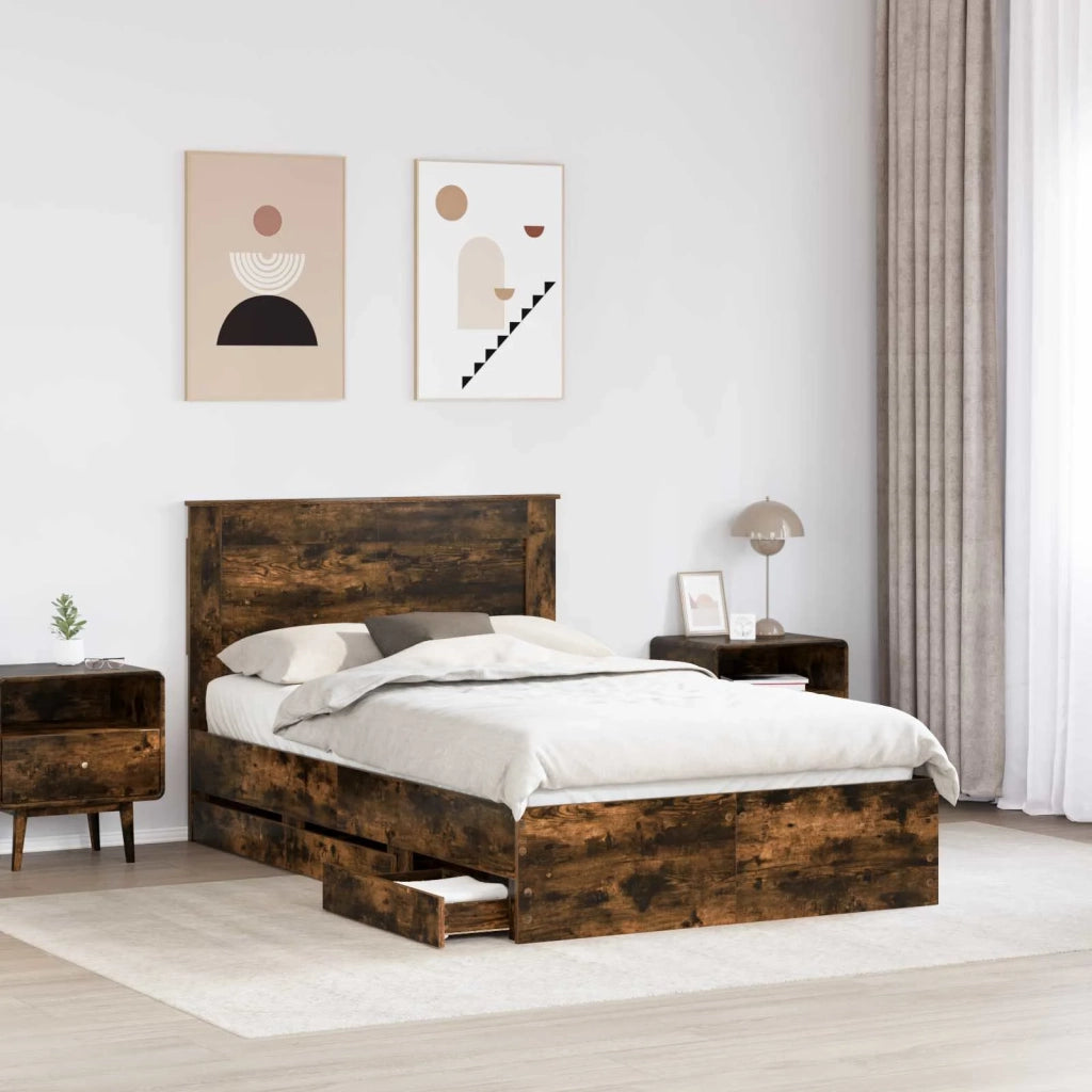 Struttura del letto con cassetto Rovere fumé 120 x 200 cm 3410195