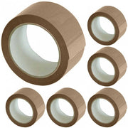 Trade Shop - Set 6 Nastri Adesivi Avana 50 Mm X 66 Mt Con Etichetta Nastro Imballaggi Marrone -
