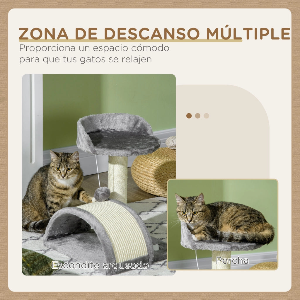 Albero tiragraffi per gatti con piattaforme e palla ¨C Minimal ¨C grigio 35.5x37x46 cm