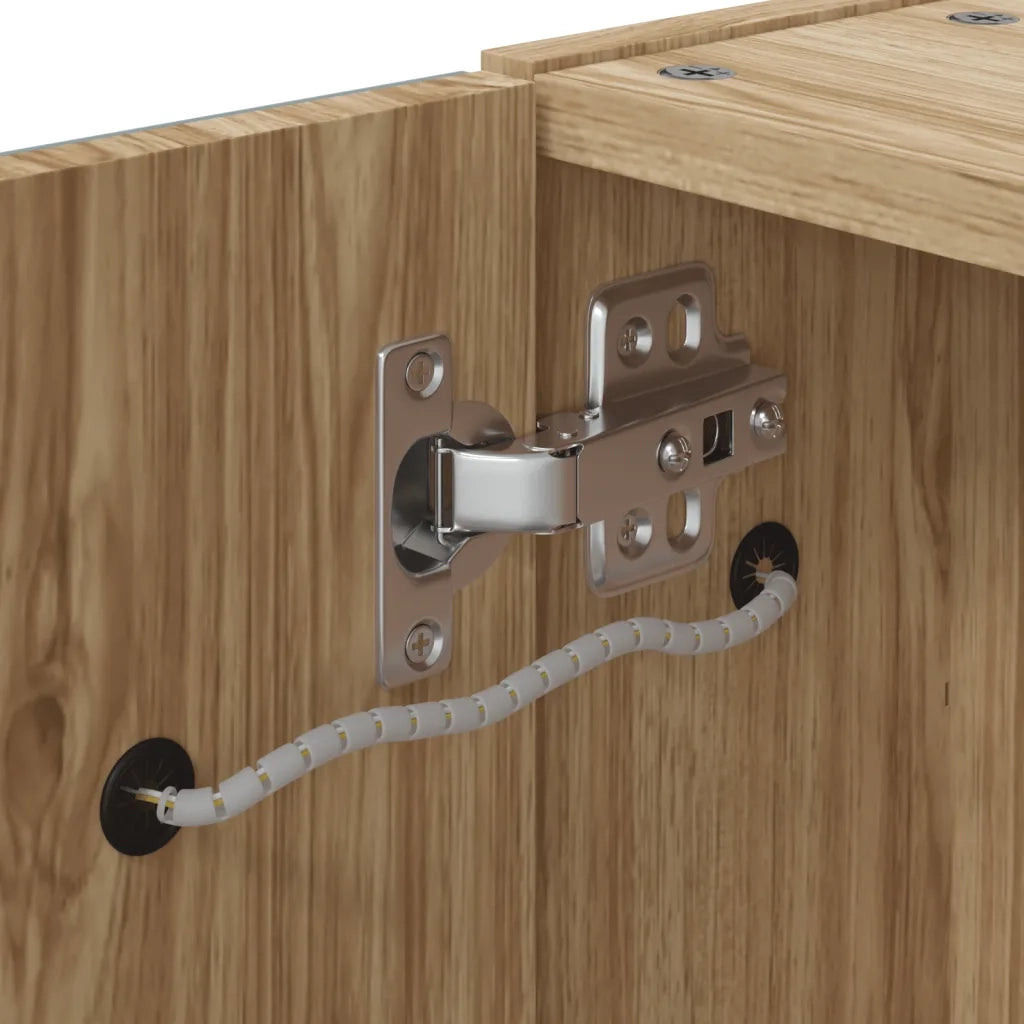 Armadietto Bagno con Specchio e LED-Mobile bagno con specchio Rovere 60x13x52 cm