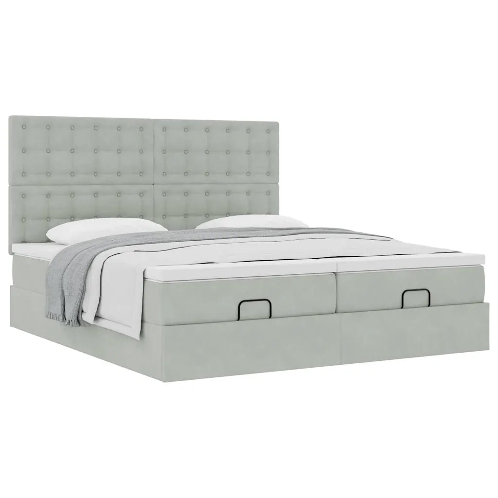 Struttura Letto Pouf con Materassi 160x200 cm in Velluto 3313802