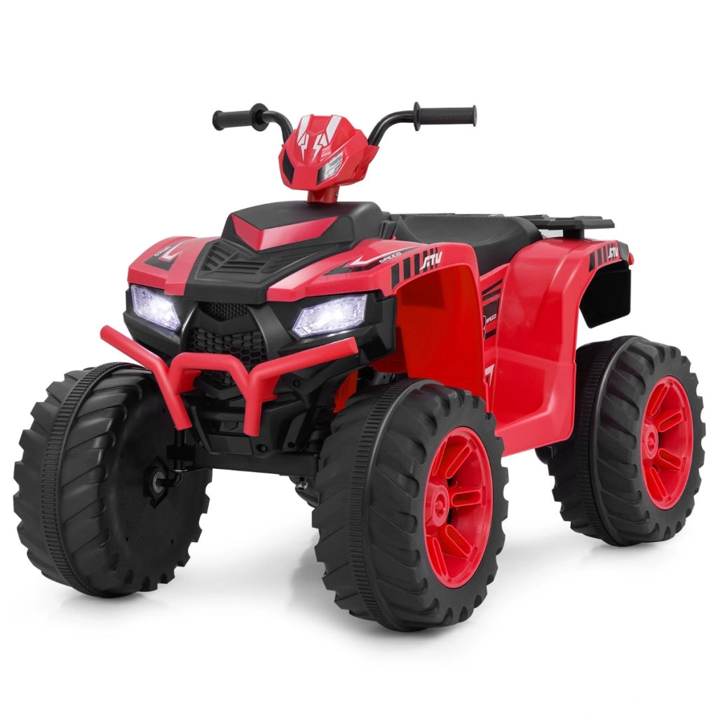 ATV elettrico per bambini da 24V, Veicolo a quattro ruote con musica radio pneumatici a battistrada luci a LED Rosso-Macchinine giocattoli
