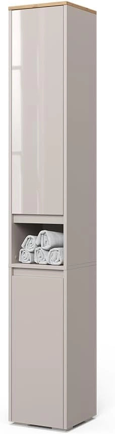 Armadio per il bagno Majest, Cachemire, 30.2 x 191.5 cm con 2 porte, per la conservazione con sei ripiani regolabili