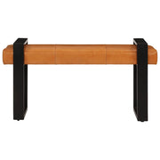 Panca-Sgabello Nera e Marrone 110 cm in Vera Pelle di Capra