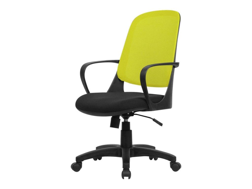 Sedia da ufficio Arcola, Poltrona operativa a rete con braccioli, Seduta ergonomica da ufficio, 61x60h99/108 cm, Nero e Giallo