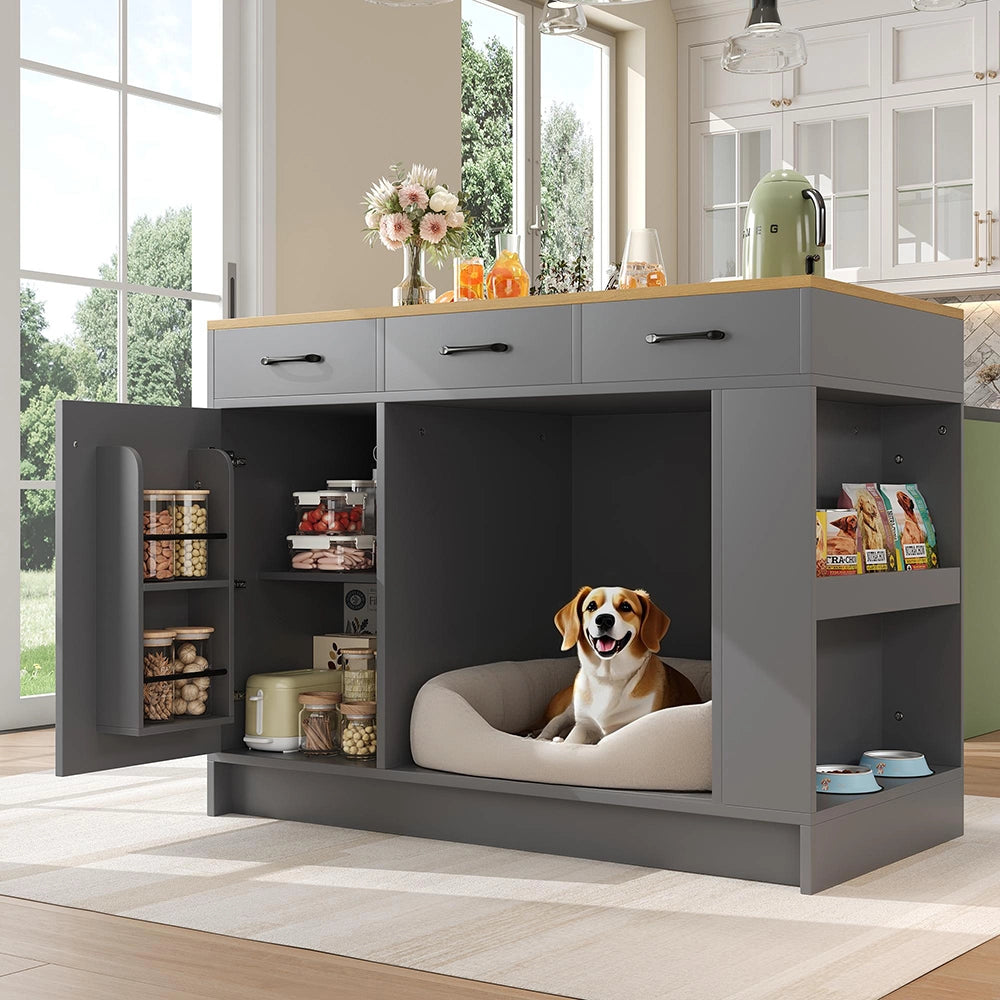 Isola cucina 3 cassetti - Xylo - 120x60x90cm grigio spazio animali