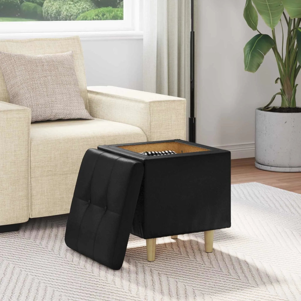 Pouf contenitore Nero 40 x 40 x 45 cm Pelle sintetica 876816
