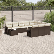 Set Divani da Giardino 11 pz con Cuscini Polyrattan Marrone 3220732
