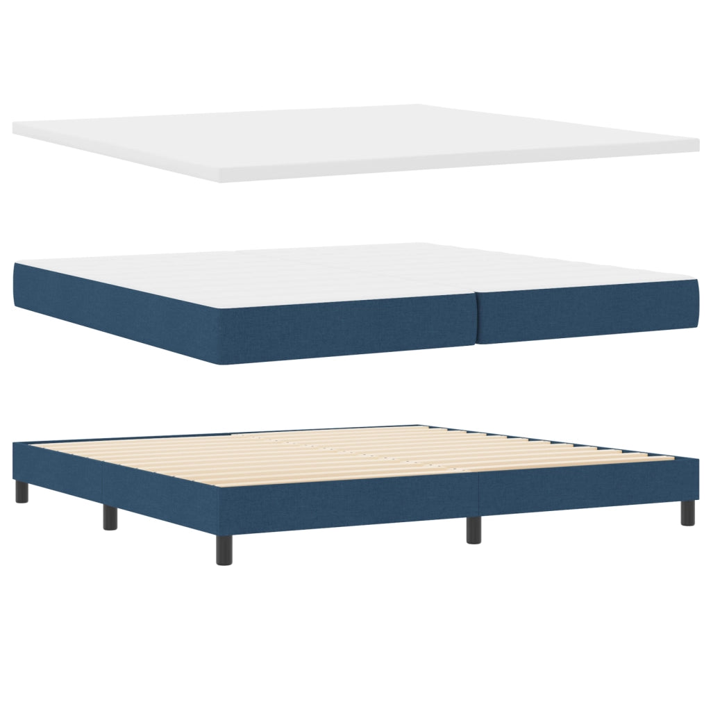 Letto Box Spring con Materasso Blu 200x200 cm Tessuto