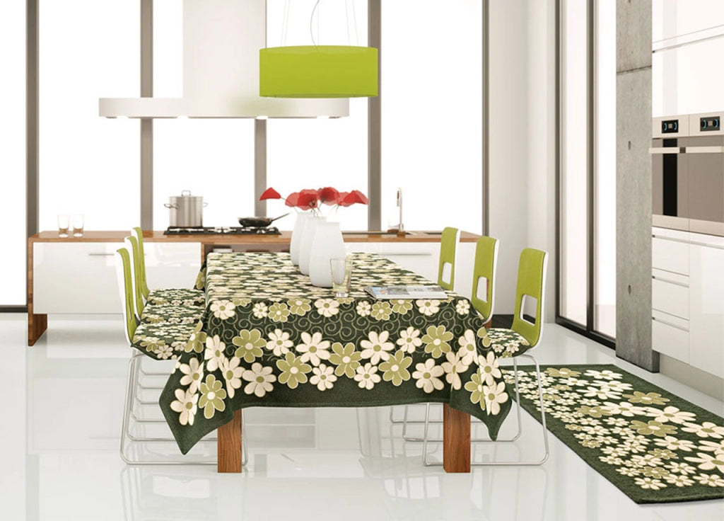 Copritavolo Tovaglia Salotto Cucina Disegno Margherite By Suardi - 140x240 - Verde