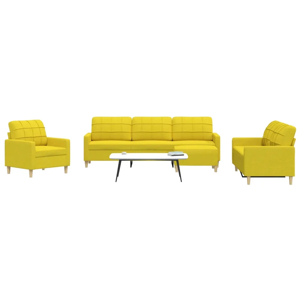 vidaXL Set di Divani 4 pz con Poggiapiedi Giallo Chiaro in Tessuto