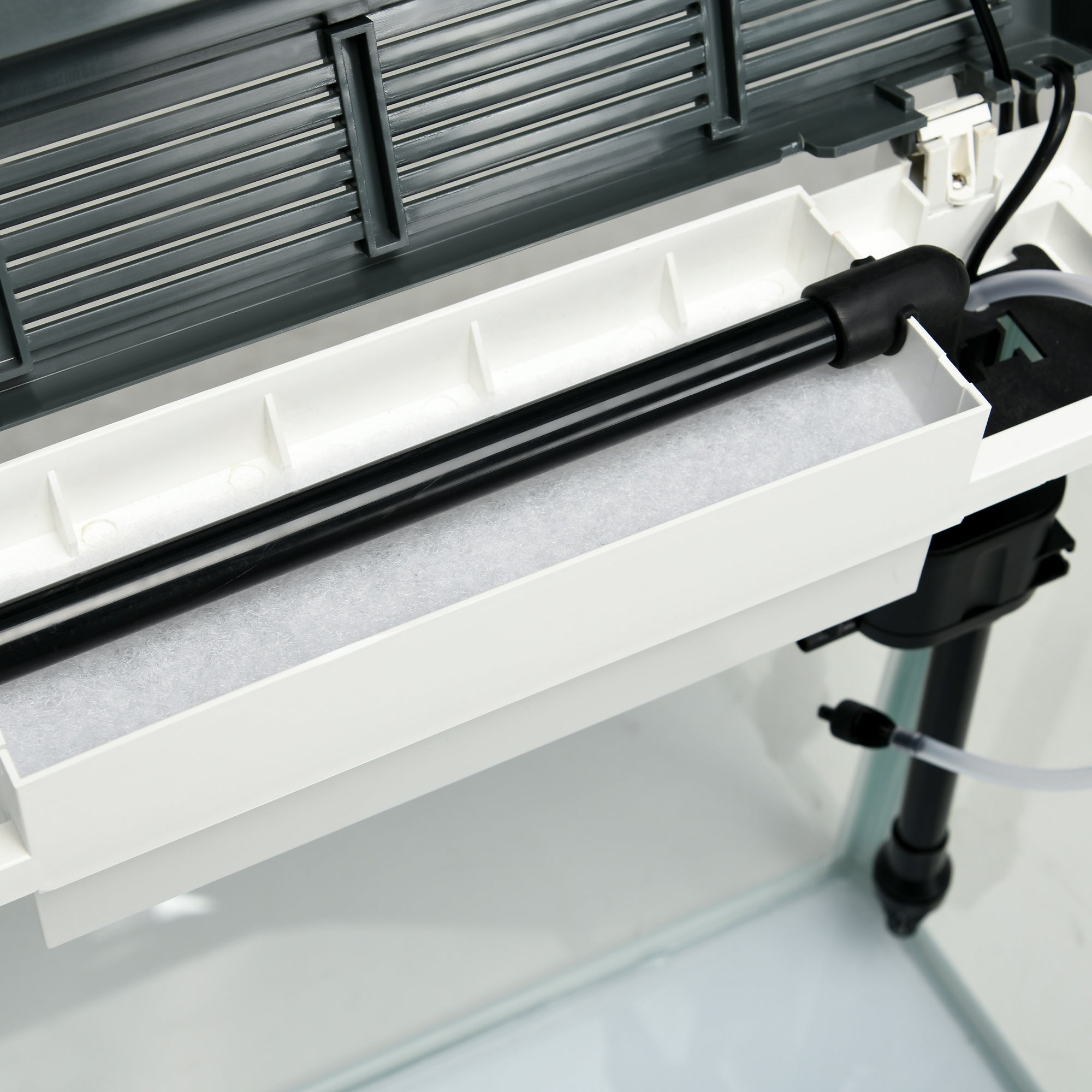 Acquario 28L a Illuminazione LED 38x26x38 cm con Fori di Ventilazione e Pompa in Vetro e ABS Bianco