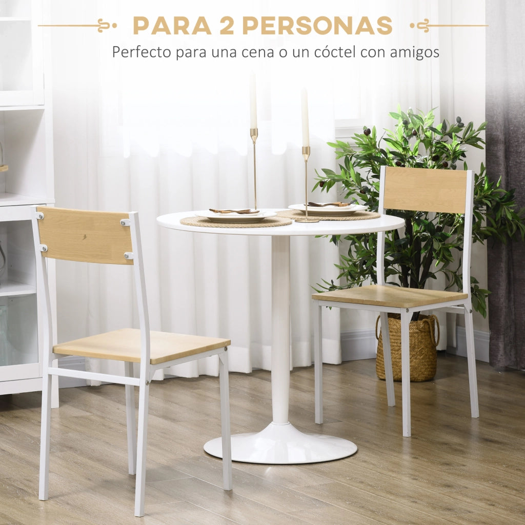 Tavolo da pranzo rotondo 2 persone ¨C Xylo ¨C bianco con base in acciaio ?80x75 cm