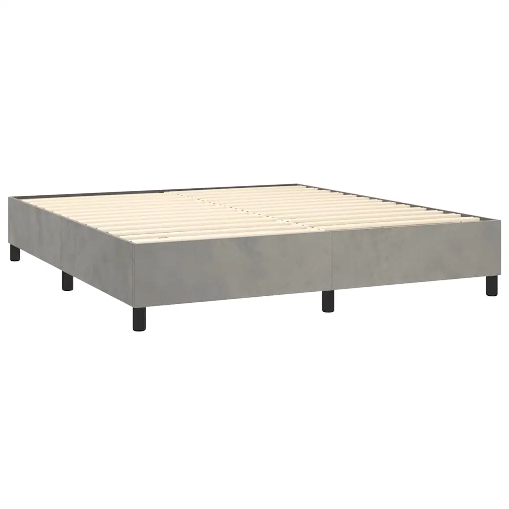Giroletto a Molle con Materasso Grigio Chiaro 180x200cm Velluto 3129285