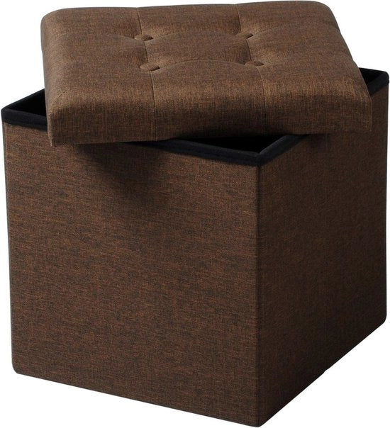 Banca da soggiorno Helix con spazio di stoccaggio - Banca da soggiorno con cassettiera - Banca da soggiorno hocker con cassettiera - Sedia da soggiorno con cassettiera e poggiatesta - Marrone - Tessuto - 50x35x45cm