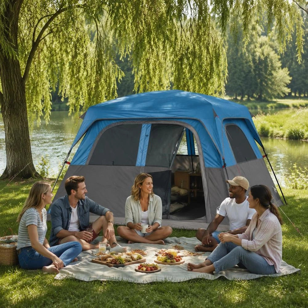 Family Tent For 6 People, Blue, Waterproof
