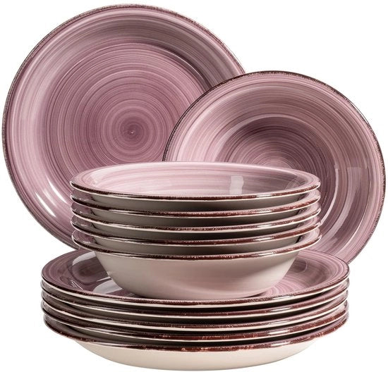 Servizi da tavola rustici - set da 12 pezzi - colore scuro di porcellana