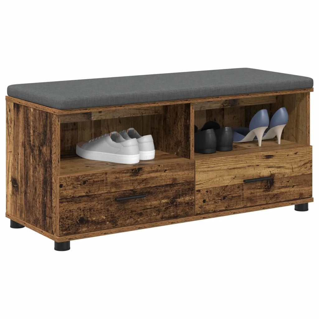 Panca per ingresso con cuscino Legno vecchio 100 x 38 x 46 cm 891470