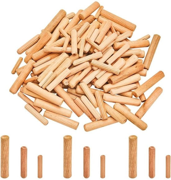 150 pezzi - 3 stili - Punti di fissaggio in legno - Con canna - Estremità appuntite - Spine in legno - Facili da inserire - Tappi per forno a forma di spirale - In legno di abete essiccato - Fai da te.