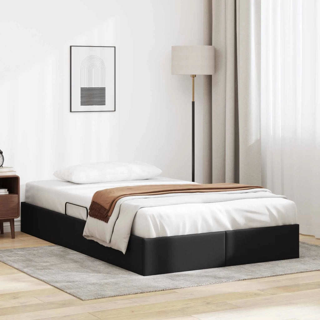 Letto ottomano Nero 120 x 190 cm Pelle Sintetica 3442762