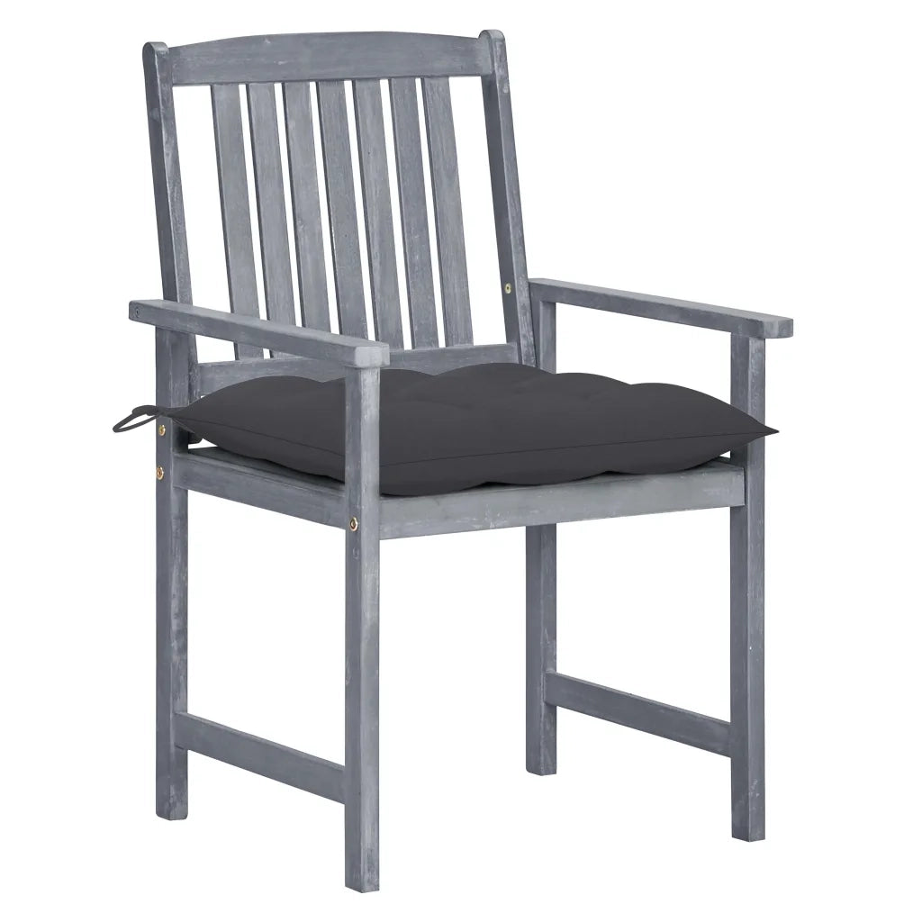Sedie da Giardino con Cuscini 4 pz in Massello di Acacia Grigio 3061252