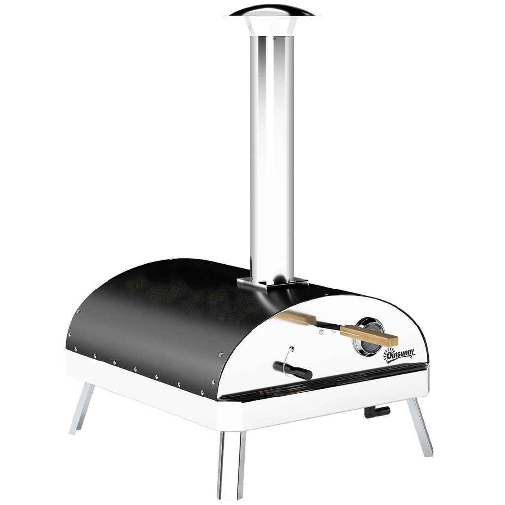 Forno Pizza Legno con Pietra Refrattaria ¨C Zephmum ¨C Grigio con Termometro e Vassoio Girevole