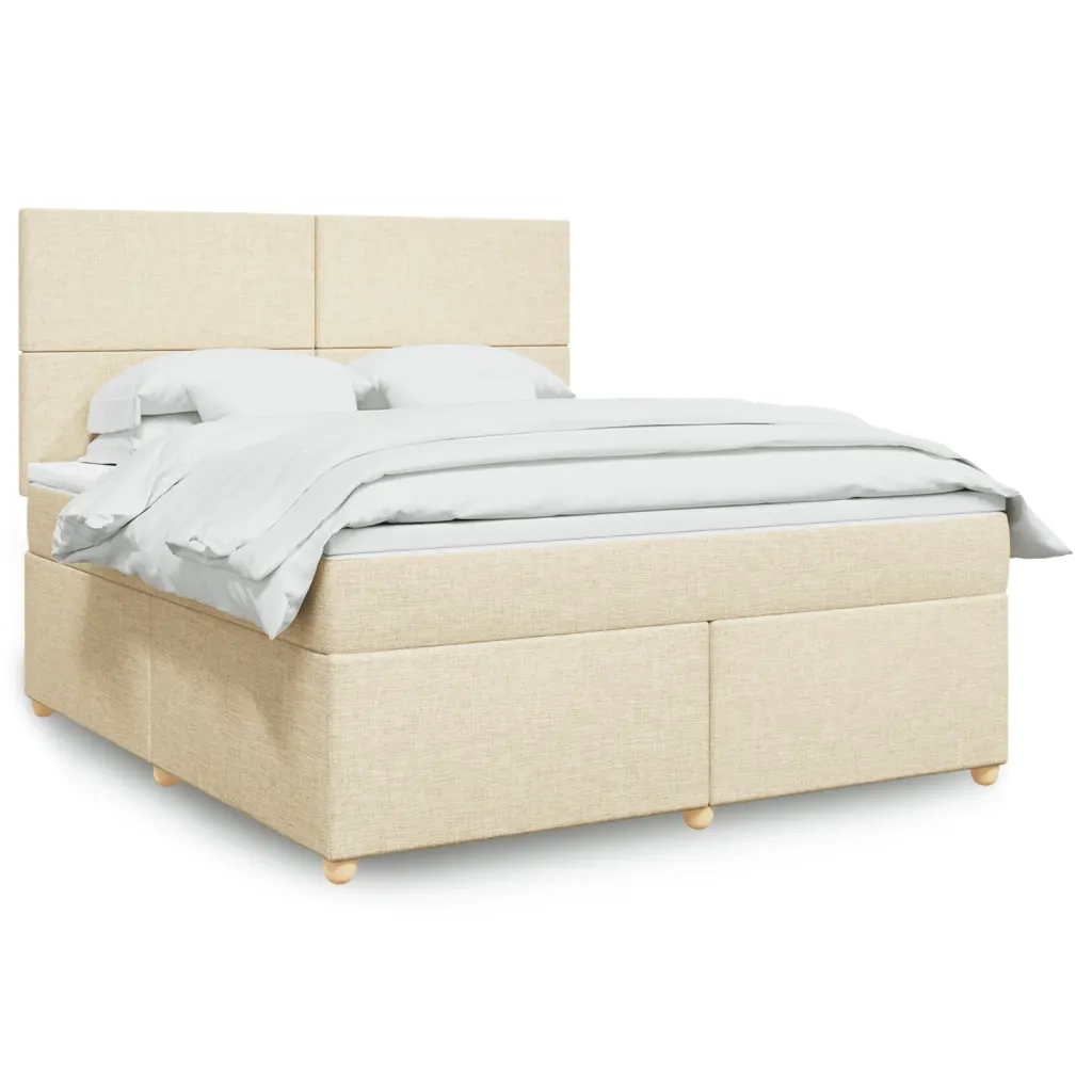Giroletto a Molle con Materasso Crema 180x200 cm in Tessuto