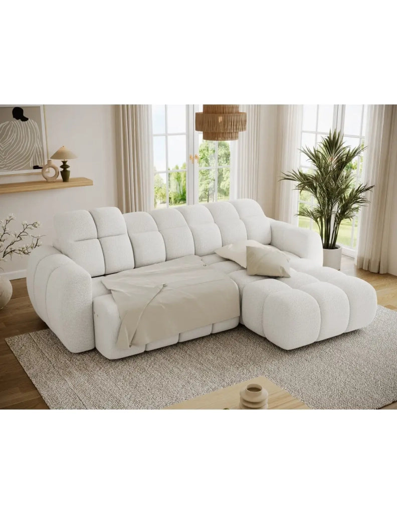 Divano angolare elettrico FANOTI 3 posti beige – angolo destro – versione 2