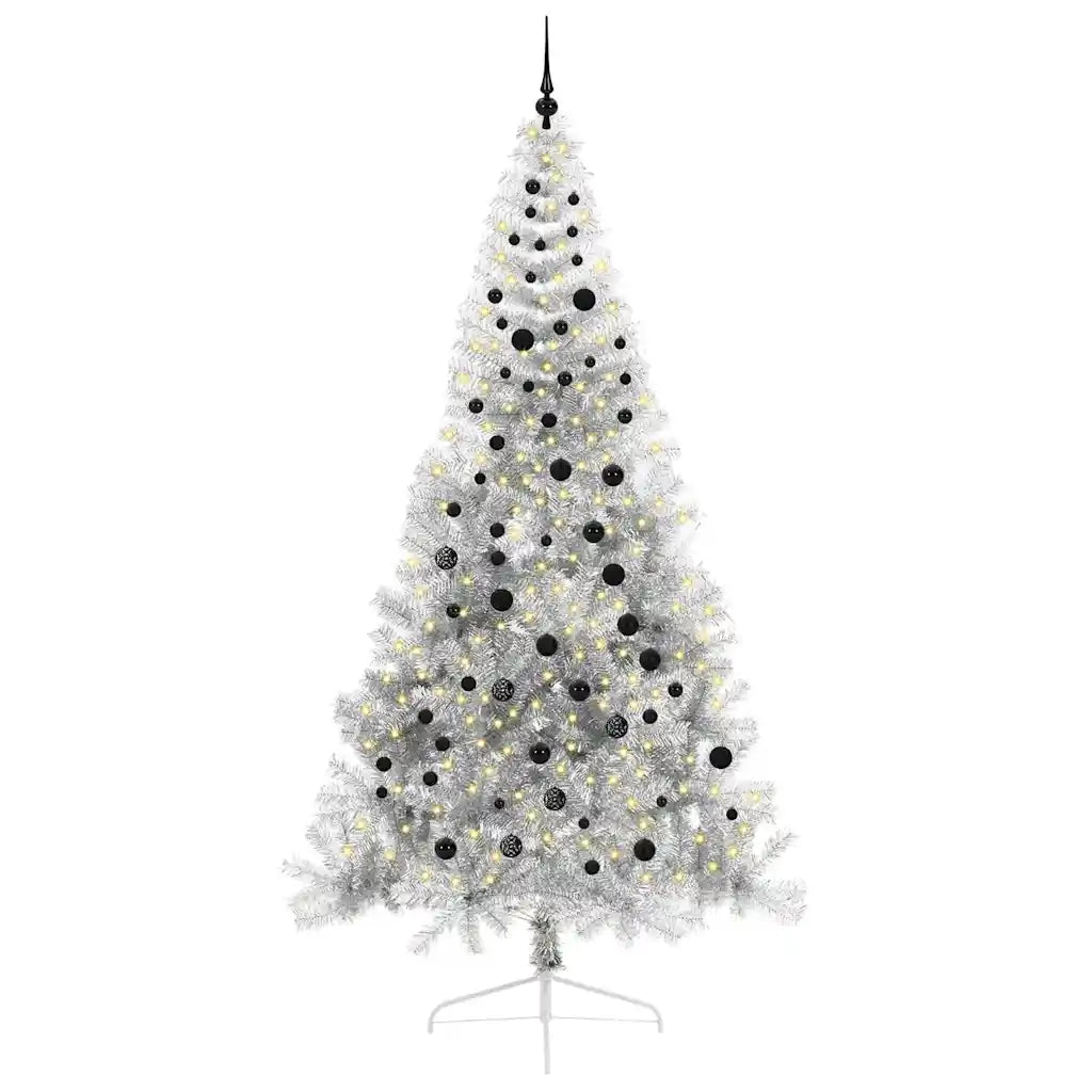 Albero di Natale artificiale con luci integrate Argento 240 cm 3397233