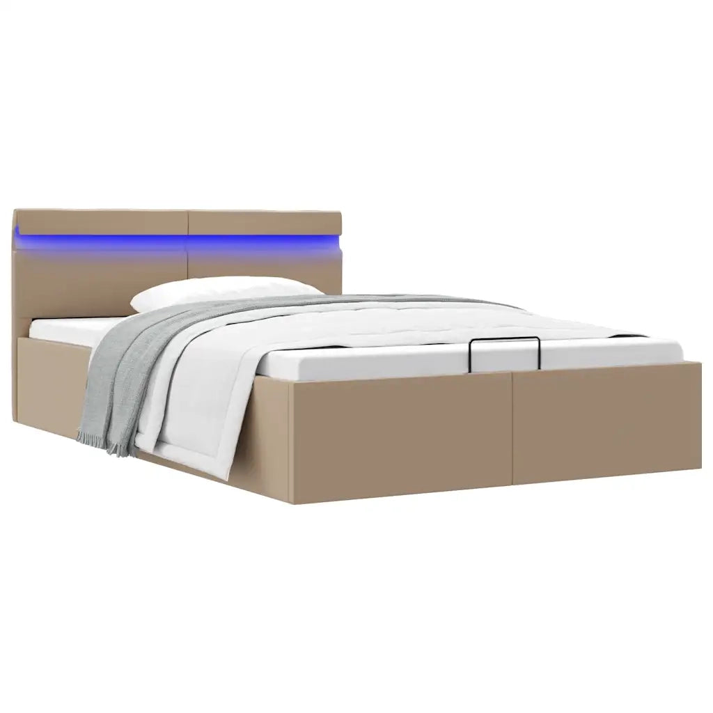 vidaXL Giroletto Idraulico con LED Cappuccino Similpelle 140x200cm