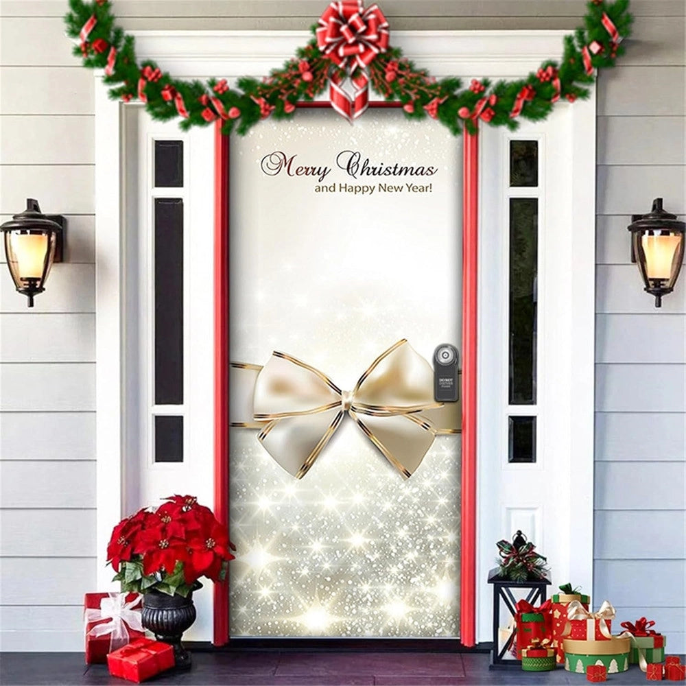 Trade Shop - Copri Porta Natalizio Con Elastico Decorazioni Sfondi Addobbi Natale 90x210 Cm -