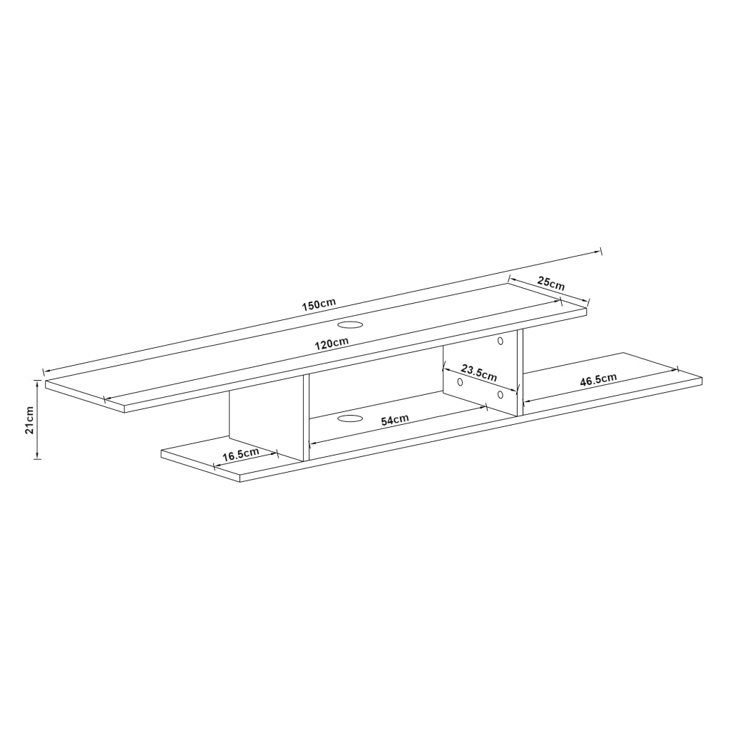 Mensola TV Støvring Sospesa a Muro 21 x 150 x 25 cm Nero [en.casa]