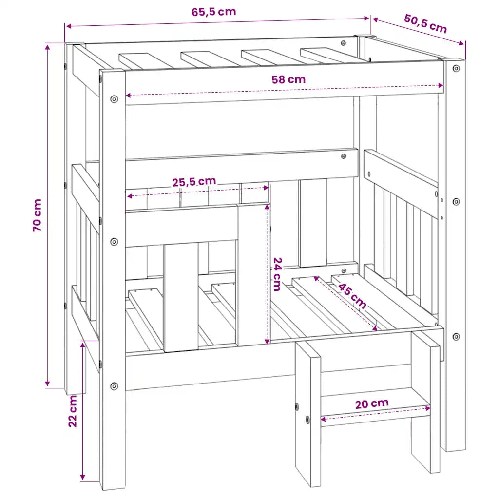 Cuccia per Cani 65,5x43x70 cm in Legno Massello di Pino