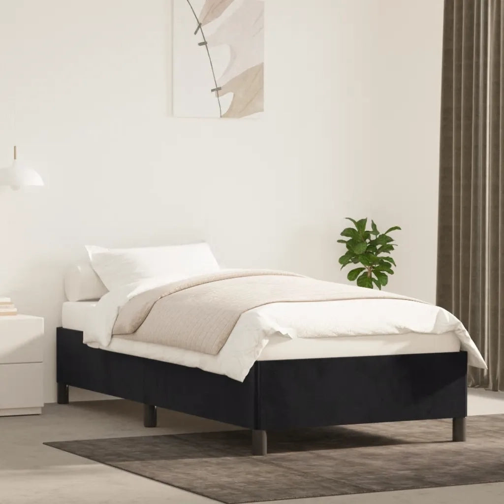 Letto singolo | Letto per adulti | Giroletto senza Materasso Nero 100x200 cm in Velluto
