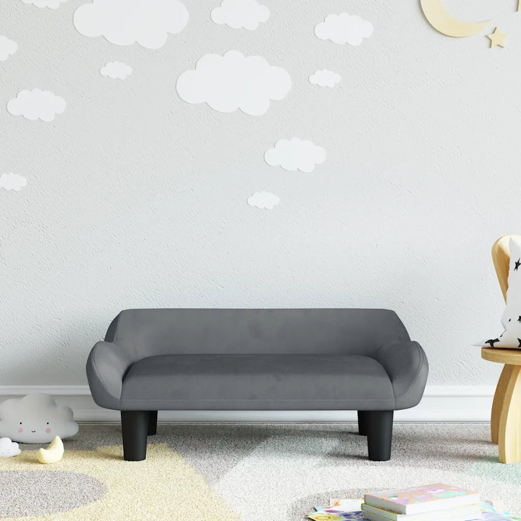 Divano per Bambini-Sofa-Divanetto Grigio Scuro 70x40x24 cm in Velluto