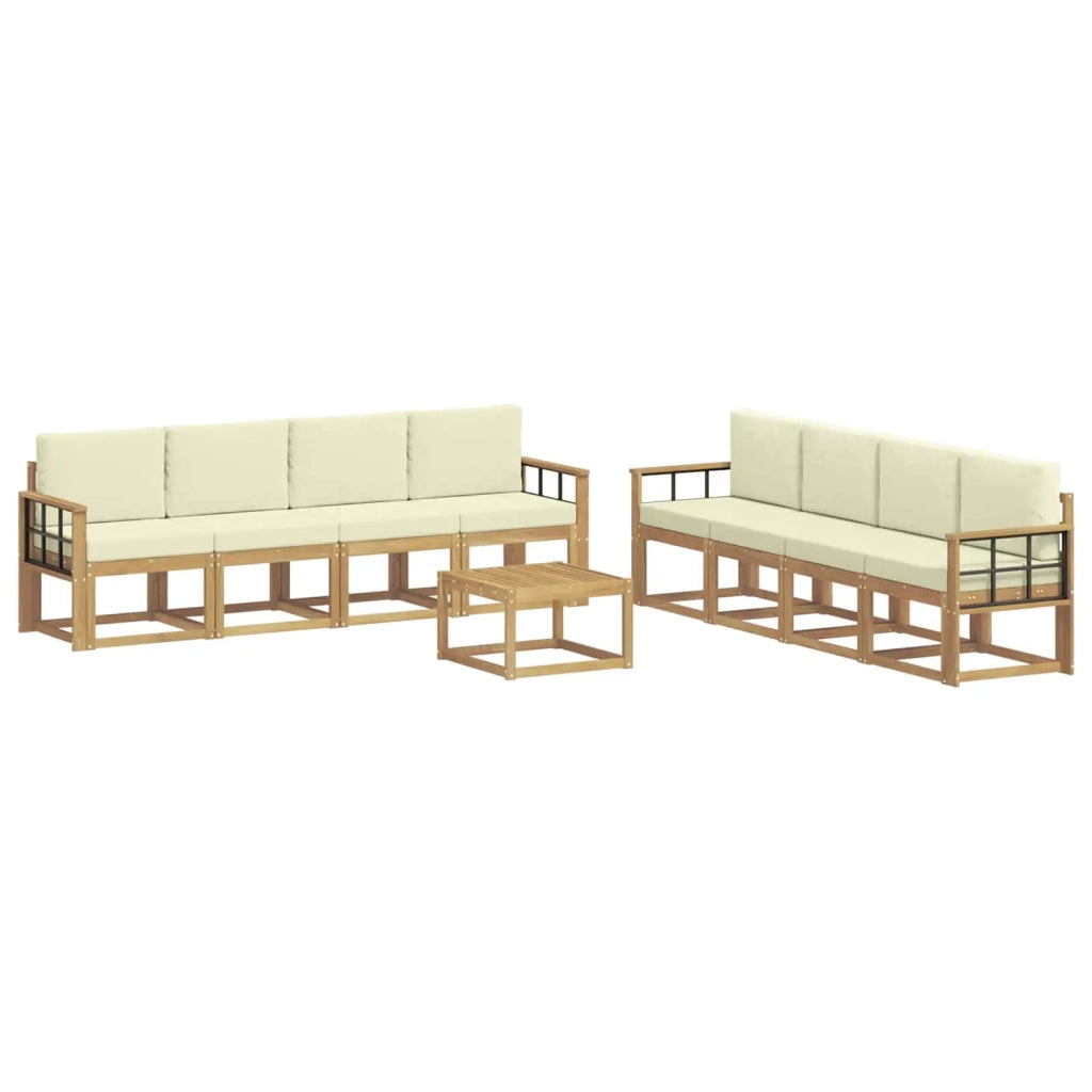 Set di divani da esterno 9 pz Bianco e Crema 3387429