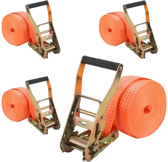 Cinture di sospensione con rattrappo - 2000 kg - 8 m - 50 mm - Cinture di tiraggio - Funicelle di traino - 4 pezzi