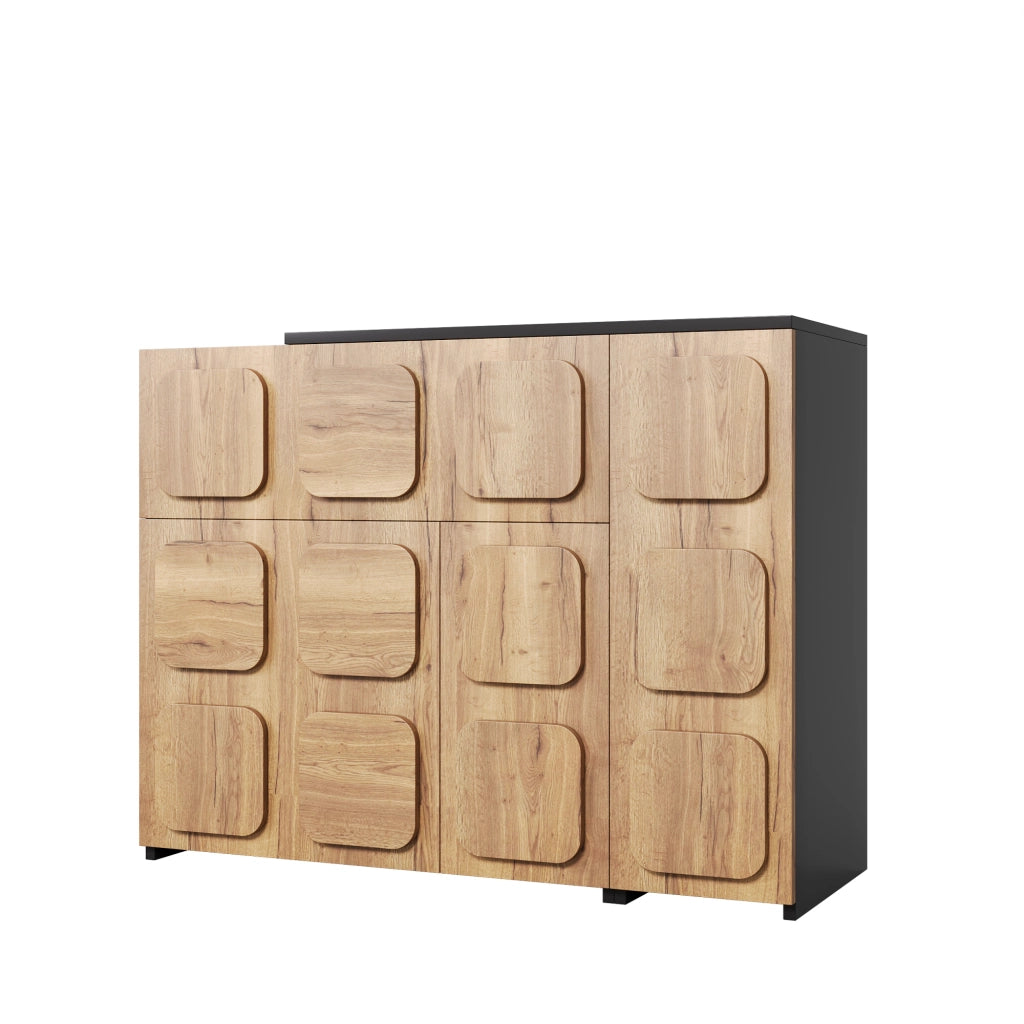 Credenza modulare push to open in legno ingegnerizzato naturale