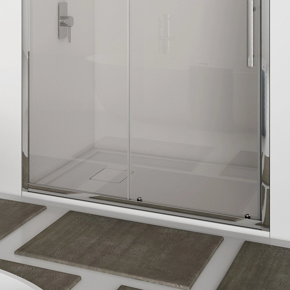 Porta scorrevole 117-121 cm, vetro trasparente 6 mm, h. 1,95, cerniere sganciabili- new plus
